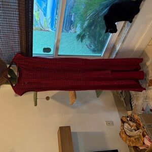 St. John Vibrant Red Knit Fabric embellished